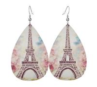 Leather Teardrop Earrings For Women, Beautiful Eiffel Tower Paris Lightweight Dangle Earrings Fashion Jewelry Gifts For Women Ladies