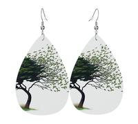 Leather Teardrop Earrings For Women, Big Tree Blowing In The Wind Lightweight Dangle Earrings Fashion Jewelry Gifts For Women Ladies