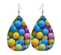 Leather Teardrop Earrings For Women, Brightly Colored Spheres Lightweight Dangle Earrings Fashion Jewelry Gifts For Women Ladies