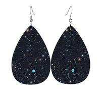Leather Teardrop Earrings For Women, Constellation Star Clusters Galaxies Lightweight Dangle Earrings Fashion Jewelry Gifts For Women Ladies