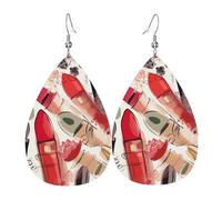 Leather Teardrop Earrings For Women, Cosmetic Lipstick Perfume Art Lightweight Dangle Earrings Fashion Jewelry Gifts For Women Ladies
