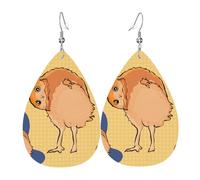 Leather Teardrop Earrings for Women, Crooked Owl Print Lightweight Drop Dangle Earrings Fashion Jewelry Gift