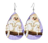 Leather Teardrop Earrings for Women, Cute golden monkey Print Lightweight Drop Earrings Jewelry Accessories