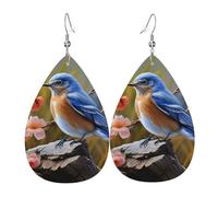 Leather Teardrop Earrings For Women, Eastern Bluebird Lightweight Dangle Earrings Fashion Jewelry Gifts For Women Ladies