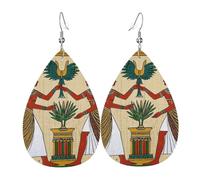 Leather Teardrop Earrings For Women, Egyptian Sacrifices Lightweight Dangle Earrings Fashion Jewelry Gifts For Women Ladies