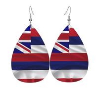 Leather Teardrop Earrings for Women, Flag of Hawaii American Print Lightweight Drop Dangle Earrings Fashion Jewelry Gift