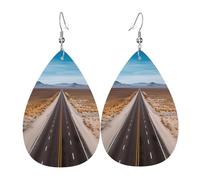 Leather Teardrop Earrings For Women, Freeway Highway Road In The Desert Lightweight Dangle Earrings Fashion Jewelry Gifts For Women Ladies