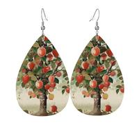 Leather Teardrop Earrings For Women, Fruit Under The Tree Lightweight Dangle Earrings Fashion Jewelry Gifts For Women Ladies