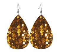 Leather Teardrop Earrings For Women, Gold Sequin Sparkle Lightweight Dangle Earrings Fashion Jewelry Gifts For Women Ladies