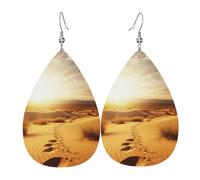 Leather Teardrop Earrings For Women, Golden Desert Bright Sunshine Lightweight Dangle Earrings Fashion Jewelry Gifts For Women Ladies