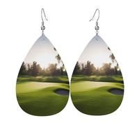 Leather Teardrop Earrings For Women, Golf Course Lightweight Dangle Earrings Fashion Jewelry Gifts For Women Ladies