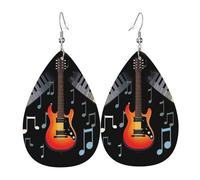 Leather Teardrop Earrings For Women, Guitar Piano Pattern Lightweight Dangle Earrings Fashion Jewelry Gifts For Women Ladies