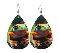 Leather Teardrop Earrings For Women Hoop Earrings Lovely Tree Frogs Drop Dangle Earrings Fashion Boho Silver Teardrop Earring Jewelry Gifts