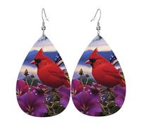 Leather Teardrop Earrings For Women Hoop Earrings Purple Morning Glory Drop Dangle Earrings Fashion Boho Silver Teardrop Earring Jewelry Gifts