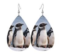 Leather Teardrop Earrings For Women Hoop Earrings Young Penguins With Snow Drop Dangle Earrings Fashion Boho Silver Teardrop Earring Jewelry Gifts