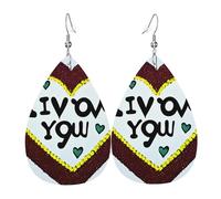 Leather Teardrop Earrings for Women, Love confessions Print Lightweight Drop Earrings Jewelry Accessories