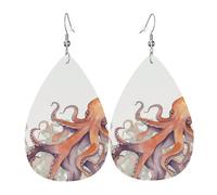 Leather Teardrop Earrings For Women, Octopus Tentacles Lightweight Dangle Earrings Fashion Jewelry Gifts For Women Ladies