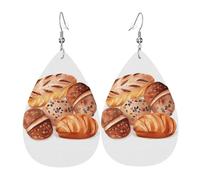 Leather Teardrop Earrings For Women, Painted Bread Lightweight Dangle Earrings Fashion Jewelry Gifts For Women Ladies