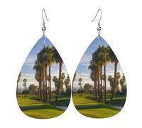Leather Teardrop Earrings For Women, Palm Tree Golf Course Lightweight Dangle Earrings Fashion Jewelry Gifts For Women Ladies