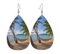 Leather Teardrop Earrings For Women, Paradise Beach Palm Trees Lightweight Dangle Earrings Fashion Jewelry Gifts For Women Ladies