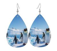 Leather Teardrop Earrings For Women, Penguin Antarctica Ice Lightweight Dangle Earrings Fashion Jewelry Gifts For Women Ladies