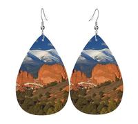 Leather Teardrop Earrings For Women, Pikes Peak Colorado Lightweight Dangle Earrings Fashion Jewelry Gifts For Women Ladies