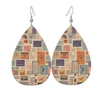Leather Teardrop Earrings For Women, Postal Stationery Lightweight Dangle Earrings Fashion Jewelry Gifts For Women Ladies