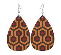 Leather Teardrop Earrings for Women, Shining Overlook Print Lightweight Drop Dangle Earrings Fashion Jewelry Gift