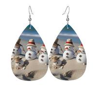 Leather Teardrop Earrings For Women, Snowman Seashells Sandy Beach Lightweight Dangle Earrings Fashion Jewelry Gifts For Women Ladies