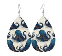 Leather Teardrop Earrings For Women, Tentacles Octopus Lightweight Dangle Earrings Fashion Jewelry Gifts For Women Ladies