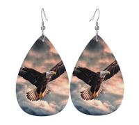 Leather Teardrop Earrings For Women, The Eagle Flies Bravely In The Sky Lightweight Dangle Earrings Fashion Jewelry Gifts For Women Ladies