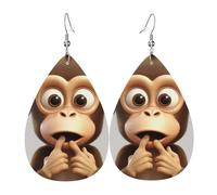 Leather Teardrop Earrings For Women, The Silent Monkey Lightweight Dangle Earrings Fashion Jewelry Gifts For Women Ladies
