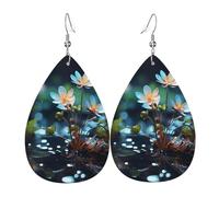 Leather Teardrop Earrings For Women, There Are Different Little Flowers Lightweight Dangle Earrings Fashion Jewelry Gifts For Women Ladies