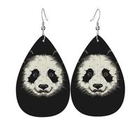 Leather Teardrop Earrings For Women, Three Lines Panda Head Lightweight Dangle Earrings Fashion Jewelry Gifts For Women Ladies