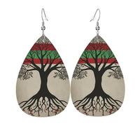 Leather Teardrop Earrings For Women, Tree Palestinian Flag Lightweight Dangle Earrings Fashion Jewelry Gifts For Women Ladies