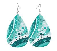 Leather Teardrop Earrings For Women, Turquoise And White Circle Lightweight Dangle Earrings Fashion Jewelry Gifts For Women Ladies