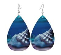 Leather Teardrop Earrings For Women, Underwater World Shell Lightweight Dangle Earrings Fashion Jewelry Gifts For Women Ladies