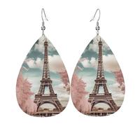 Leather Teardrop Earrings For Women, Vintage Style Eiffel Tower Paris Lightweight Dangle Earrings Fashion Jewelry Gifts For Women Ladies