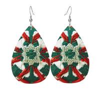 Leather Teardrop Earrings for Women, Woolen fabric pattern Print Lightweight Drop Earrings Jewelry Accessories