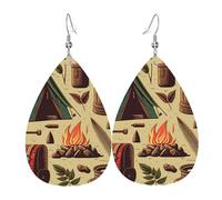 Leather Teardrop Earrings Lightweight Dangle Drop Earrings For Women - Camping Art Adventure Vintage, White