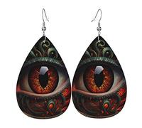 Leather Teardrop Earrings Lightweight Dangle Drop Earrings For Women - Devils Eye Art, White