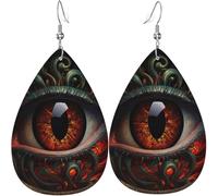 Leather Teardrop Earrings Lightweight Dangle Drop Earrings For Women - Devils Eye Art, White