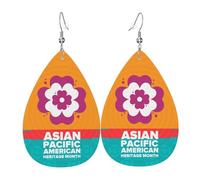 Leather Teardrop Hook Earrings Asian American And Pacific Islander Heritage Month Dangle Earring Classic Faux Leather Earrings Retro Jewellery For Women Birthday Party Wedding