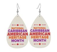 Leather Teardrop Hook Earrings Caribbean American And Heritage Month Faux Leather Earrings Vintage Jewellery Retro Dangle Earring For Birthday Party Women Wedding