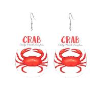 Leather Teardrop Hook Earrings Cartoon Red Crab Dangle Earring Classic Jewellery Retro Faux Leather Earrings For Wedding Birthday Party Women
