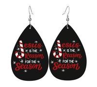 Leather Teardrop Hook Earrings Jesus Is The Reason For The Christmas Season Dangle Earring Classic Jewellery Lightweight Faux Leather Earrings For Accessory Wedding Women