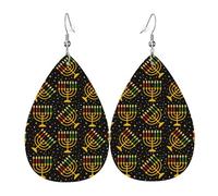 Leather Teardrop Hook Earrings Kwanzaa African Heritage Holiday Dangle Earring Vintage Jewellery Retro Faux Leather Earrings For Women Birthday Party Wedding