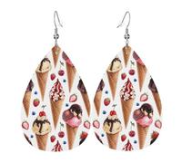 Leather Teardrop Hook Earrings Strawberry Blueberry Ice Cream Faux Leather Earrings Retro Dangle Earring Lightweight Jewellery For Wedding Birthday Party Women