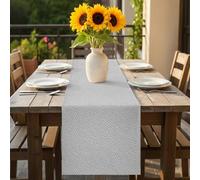 Leather Texture Table Runner 13x72 inch Vintage Gary Classic Art Cotton Linen Dining Table Runner Ideal for Dresser Kitchen Coffee Tables - Machine Washable