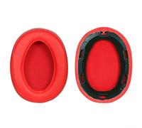 Leather-Textured Earmuff Replacement Set for Sony MDR-100ABN and For WH900N Headphones Supporting Long-Term Use and Sound Containment (light red)